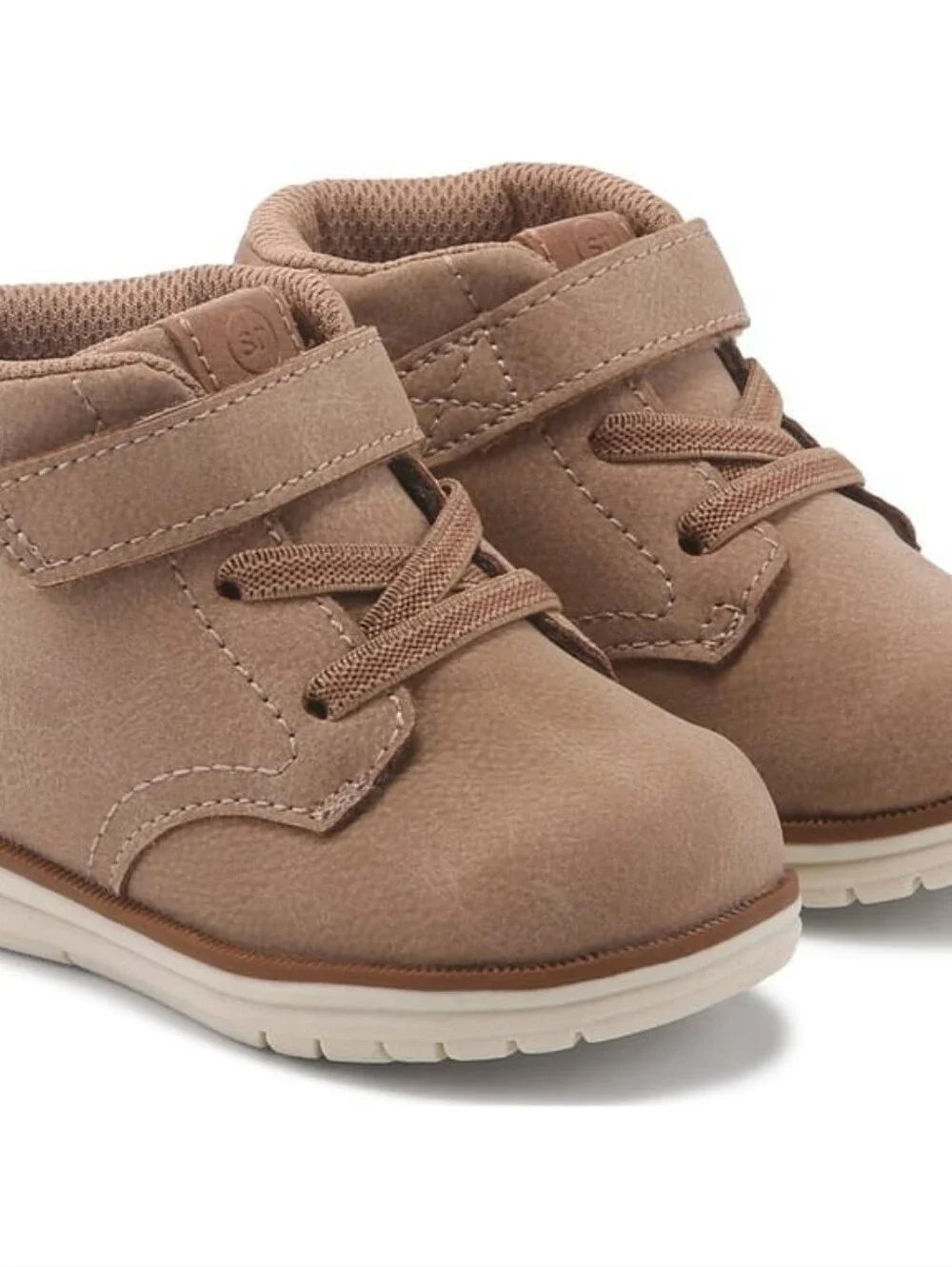 Stride Rite Tan Baby Walker Boots with Hook-and-Loop Strap